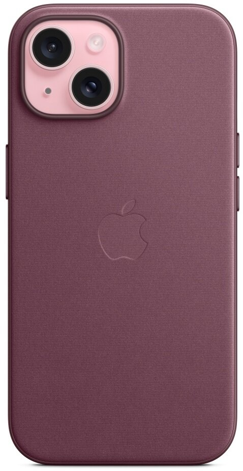 Bordowe etui na telefon z logo Apple z tyłu.