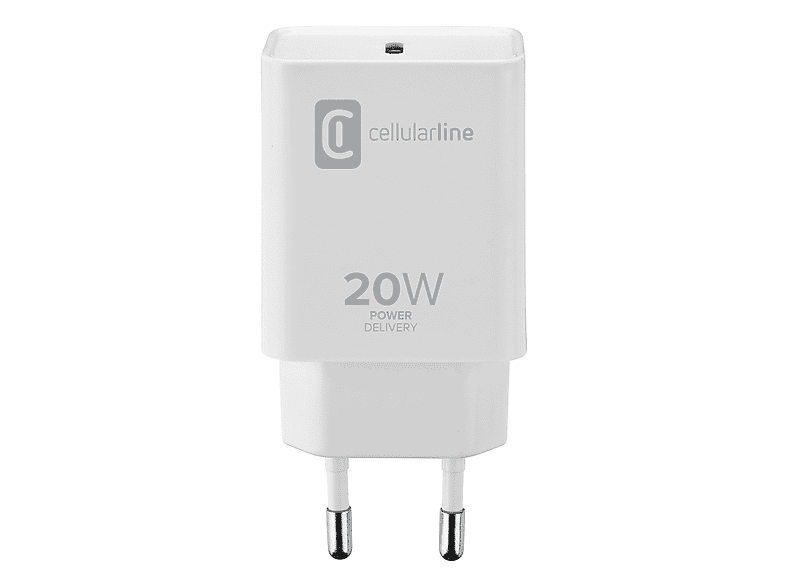 Cellular Line USB-C Charger 20W für Apple iPhones, Weiß; USB C Netzteil — Foto 2 von 2
