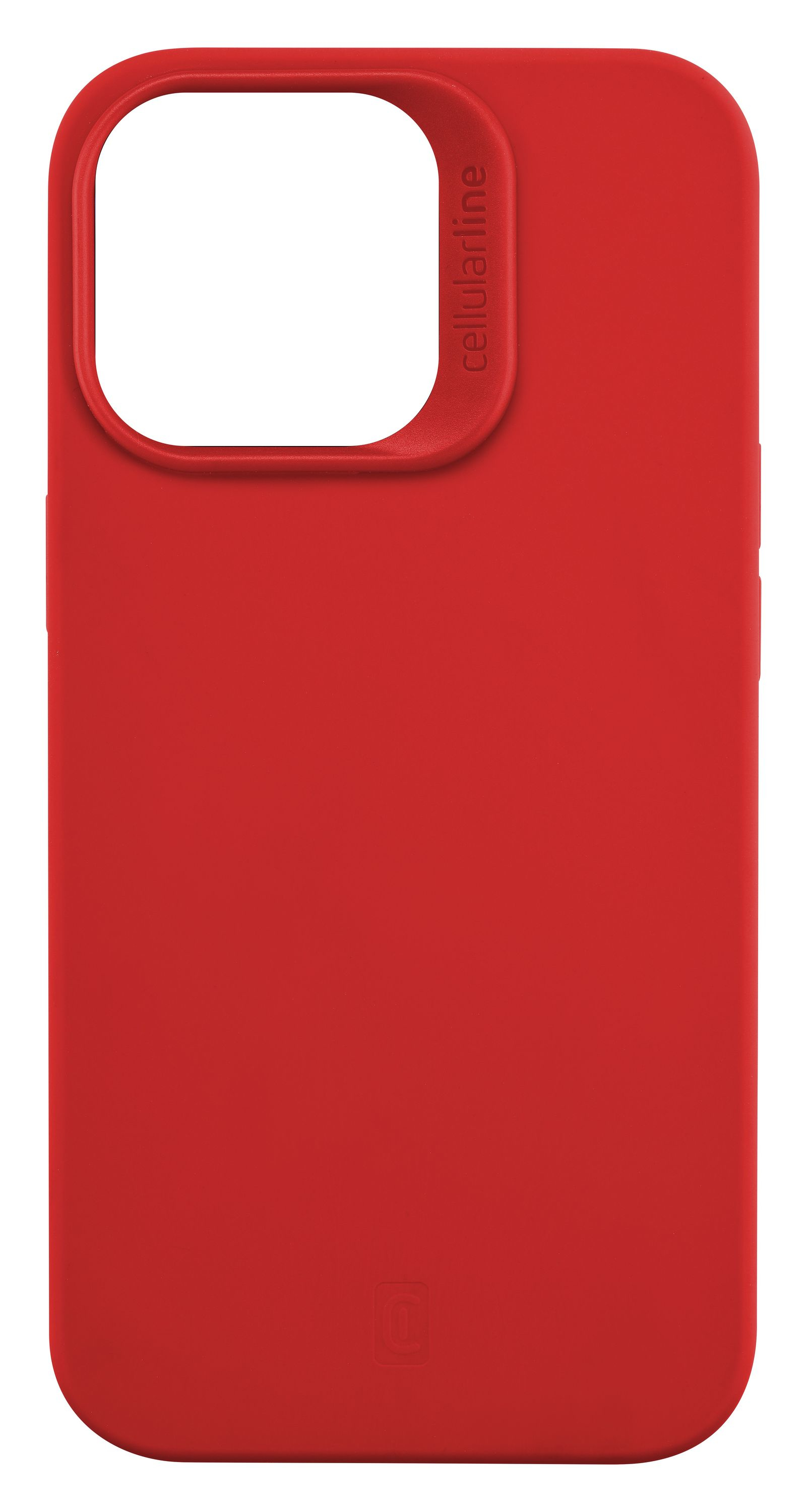 Rote Handyhülle mit Loch für die Kamera. Die Hülle hat das Celluarline-Logo.