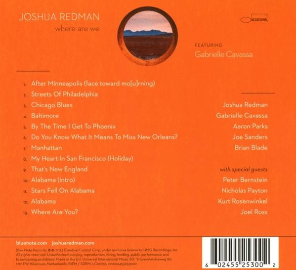 Joshua Redman album borítója. Narancssárga háttérrel, számlistával.