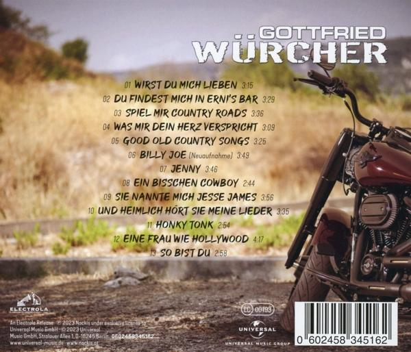 Rückseite einer Gottfried Würcher Musik-CD, mit Titelliste.