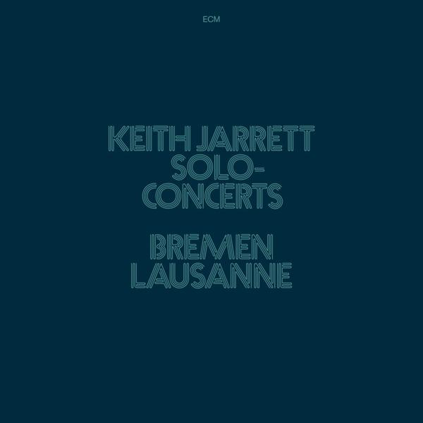 Albumcover mit blauem Hintergrund, Text Keith Jarrett, Solo-Konzerte, Bremen Lausanne.