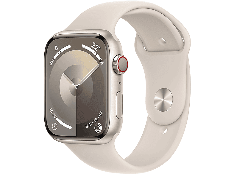 APPLE Watch Series 9 GPS Cellular MRM93TU A 45 mm Y ld z I Aluminyum Kasa ve Y ld z I Spor Kordon M L Fiyat Ozellik MediaMarkt