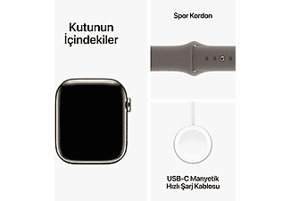 APPLE Watch Series 9 GPS + Cellular MRMR3TU/A  45 mm Altın Rengi Paslanmaz Çelik Kasa ve Kil Rengi Spor Kordon - S/M_9