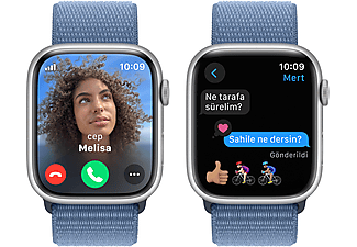 APPLE Watch Series 9 GPS + Cellular MRMJ3TU/A  45 mm Gümüş Rengi Alüminyum Kasa ve Buz Mavisi Spor Loop_5