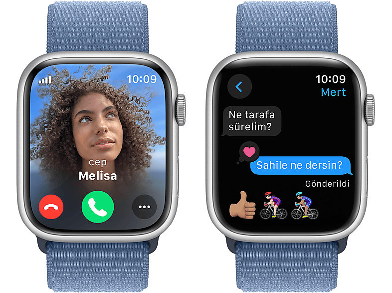 APPLE Watch Series 9 GPS + Cellular MRMJ3TU/A  45 mm Gümüş Rengi Alüminyum Kasa ve Buz Mavisi Spor Loop_5