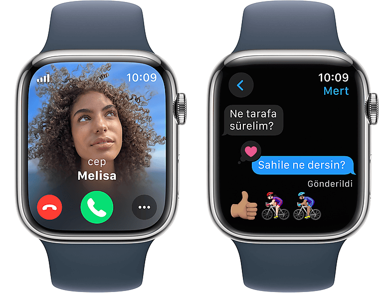 APPLE Watch Series 9 GPS + Cellular MRMN3TU/A  45 mm Gümüş Rengi Paslanmaz Çelik Kasa ve Fırtına Mavisi Spor Kordon - S/_5