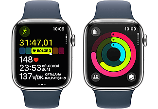 APPLE Watch Series 9 GPS + Cellular MRMN3TU/A  45 mm Gümüş Rengi Paslanmaz Çelik Kasa ve Fırtına Mavisi Spor Kordon - S/_7