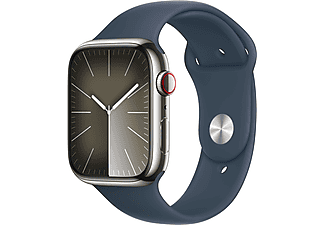 APPLE Watch Series 9 GPS + Cellular MRMN3TU/A  45 mm Gümüş Rengi Paslanmaz Çelik Kasa ve Fırtına Mavisi Spor Kordon - S/_0