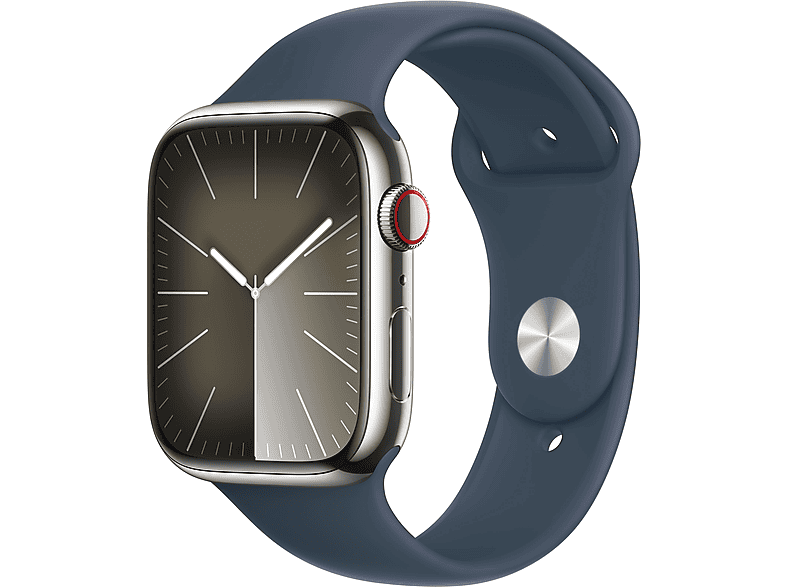 APPLE Watch Series 9 GPS + Cellular MRMN3TU/A  45 mm Gümüş Rengi Paslanmaz Çelik Kasa ve Fırtına Mavisi Spor Kordon - S/_0