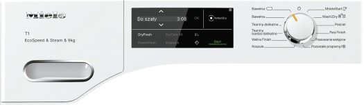 Mężczyzna goli brodę w lustrze golarką.