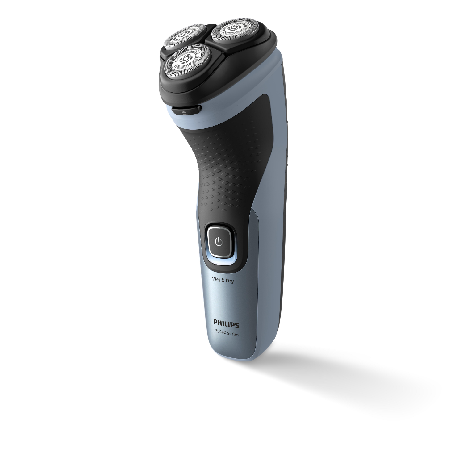 Blue and black electric shaver.