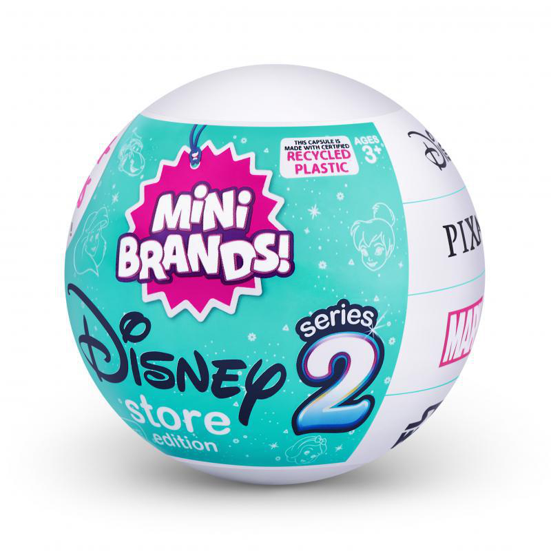 Disney Mini Brands! Serie 2 Ball, mit Disney-Figuren und dem Mini Brands Logo.