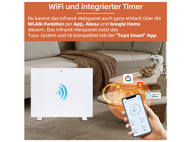 SHX Infrarot-Heizpaneele mit WIFi 350W Infrarot-Heizung (350 Watt, Raumgröße: 7 m²) — Foto 3 von 5