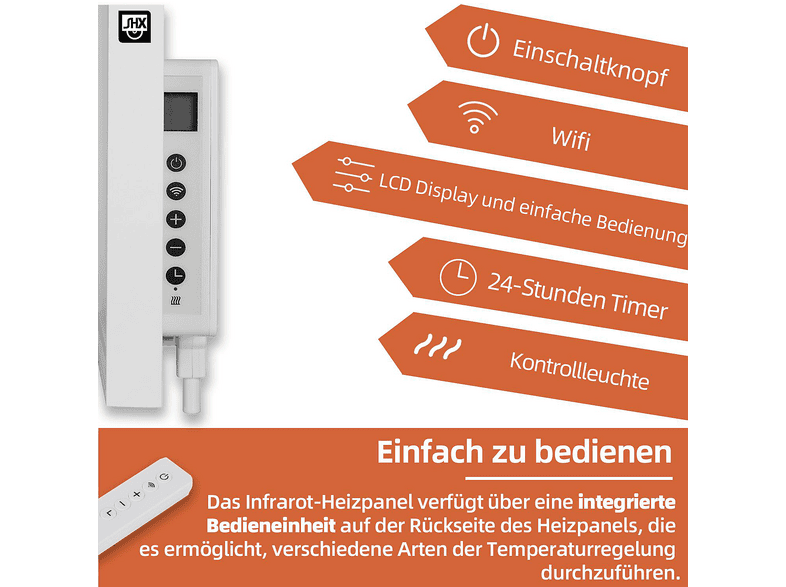 SHX Infrarot-Heizpaneele mit WIFi 350W Infrarot-Heizung (350 Watt, Raumgröße: 7 m²) — Foto 5 von 5