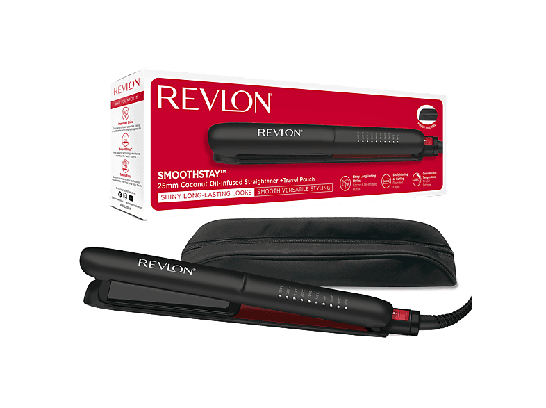 REVLON RVST2211PE Hindistan Cevizi Yağlı 25 mm Saç Düzleştirici Siyah_0