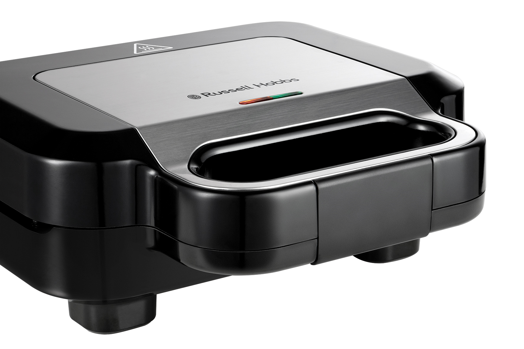 Egy fekete Russell Hobbs készülék fogantyúval és működést jelző fénnyel.