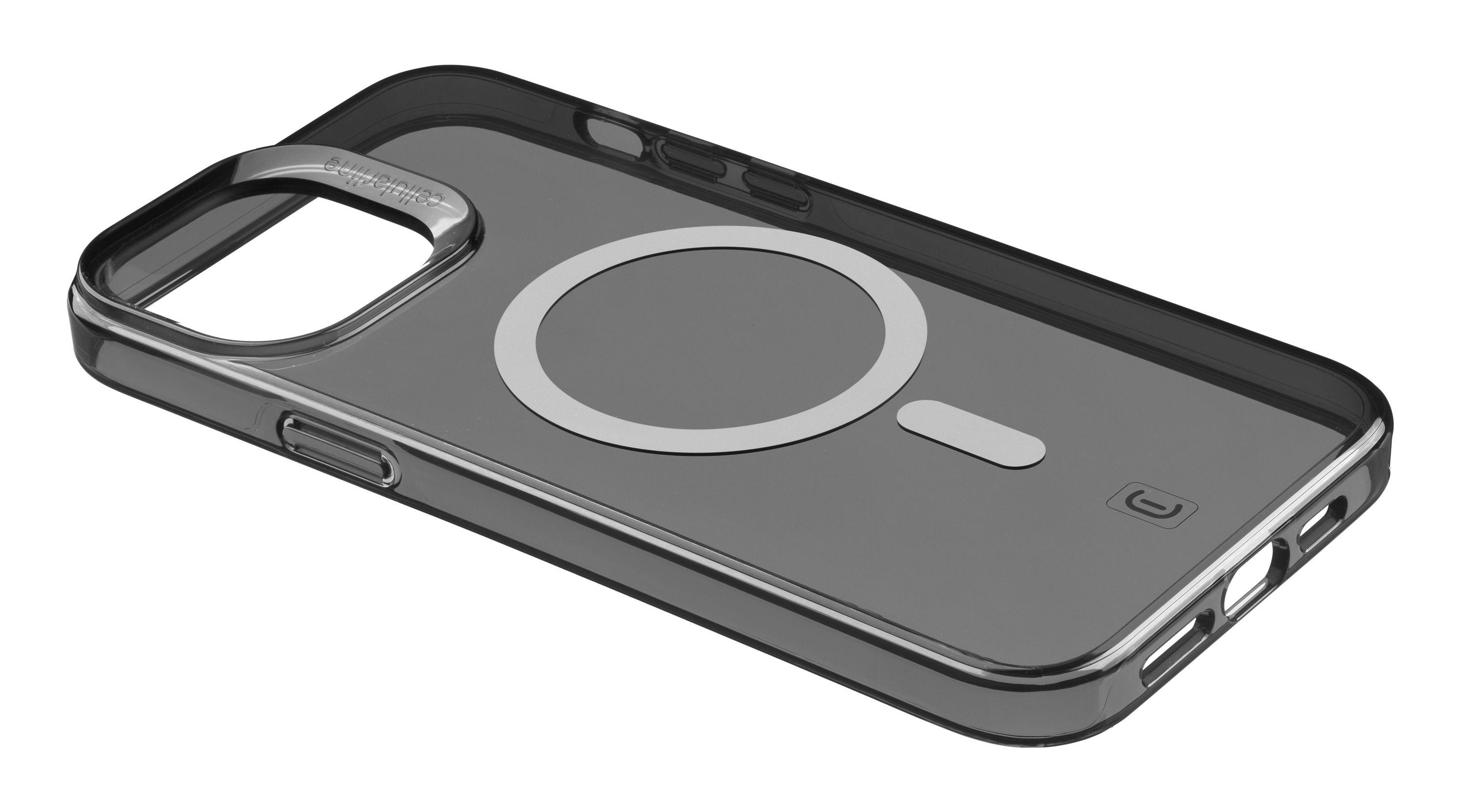 Transparente iPhone-Hülle mit MagSafe-Kreis auf weißem Hintergrund.