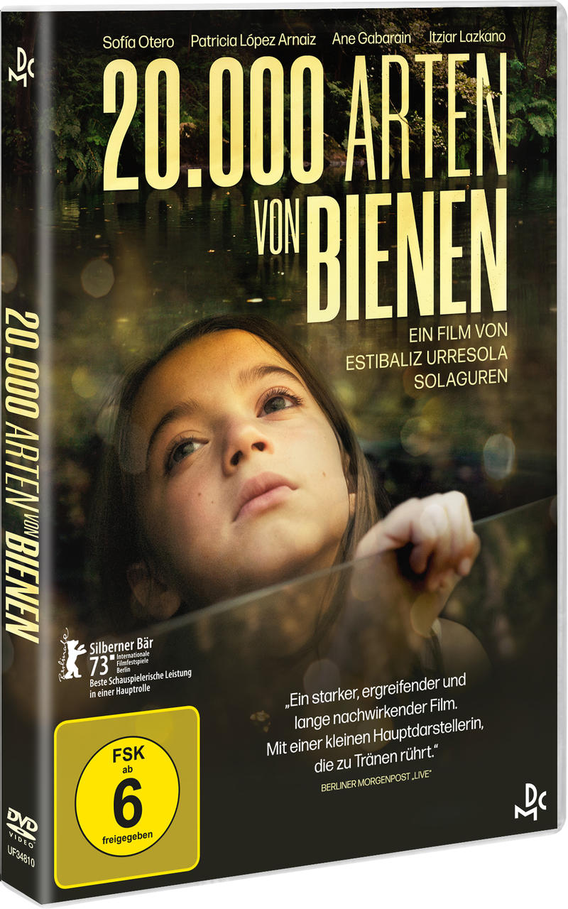 DVD-Cover von '20.000 Arten von Bienen', mit einem Mädchen, das den Betrachter ansieht.