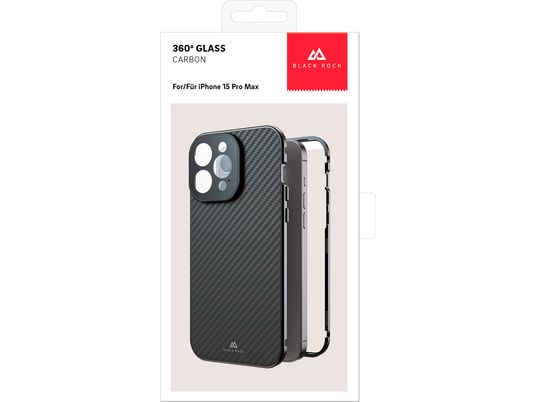 BLACK ROCK 360° Glass Carbon - Housse de protection (Convient pour le modèle: Apple iPhone 15 Pro Max)