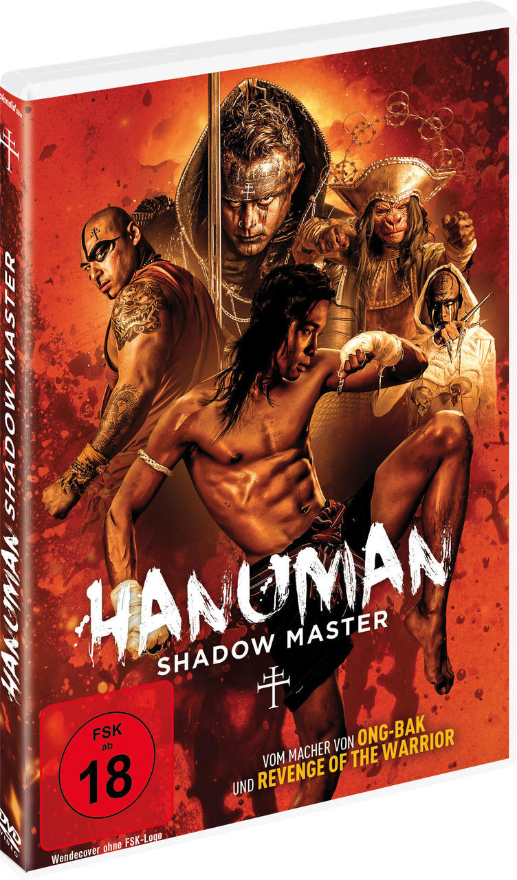 DVD-Hülle eines Films mit dem Titel Hanuman Shadow Master mit Actionfiguren darauf.