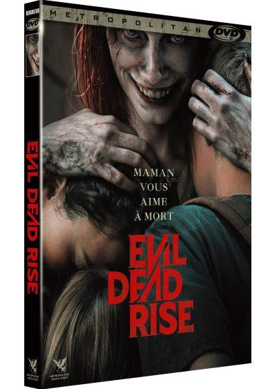 Couverture DVD pour Evil Dead Rise. Film d'horreur avec une femme et deux personnes.