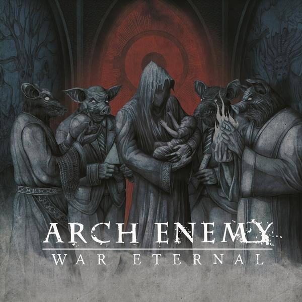 Album borító, öt alak ruhában és állatmaszkban. Az 'ARCH ENEMY' szavak alul.