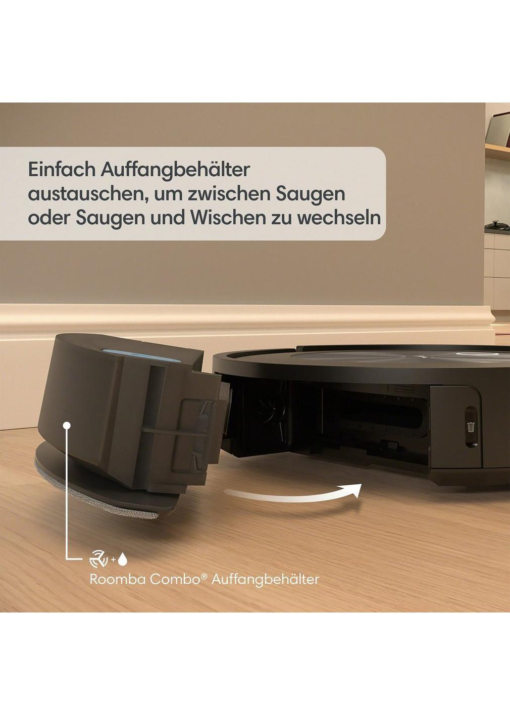 Ein Roboter-Staubsauger mit entferntem Staubbehälter.
