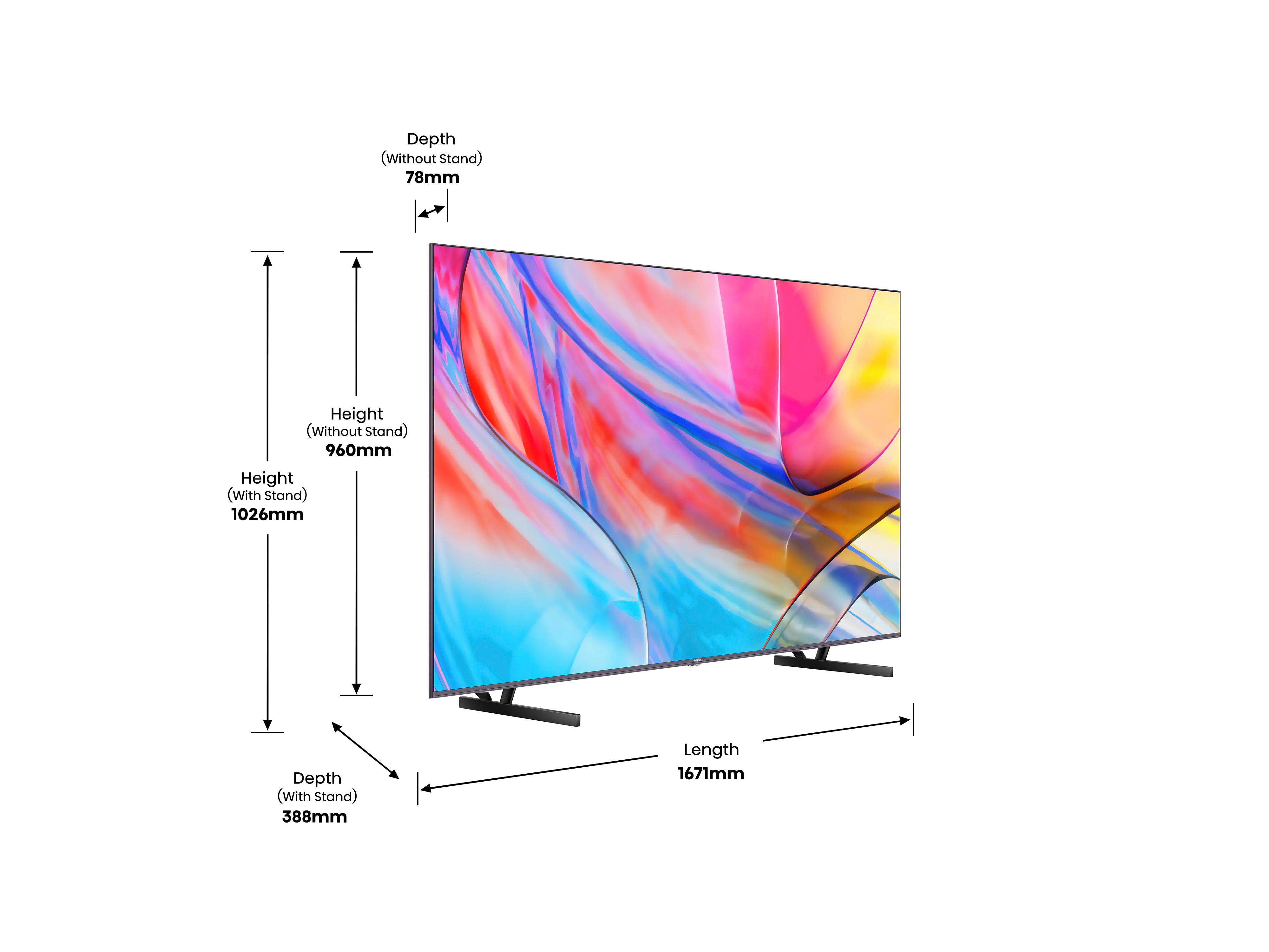 HISENSE 75A7KQ QLED TV (Flat, 75 Zoll / 189 cm, QLED 4K, SMART TV, VIDAA U)