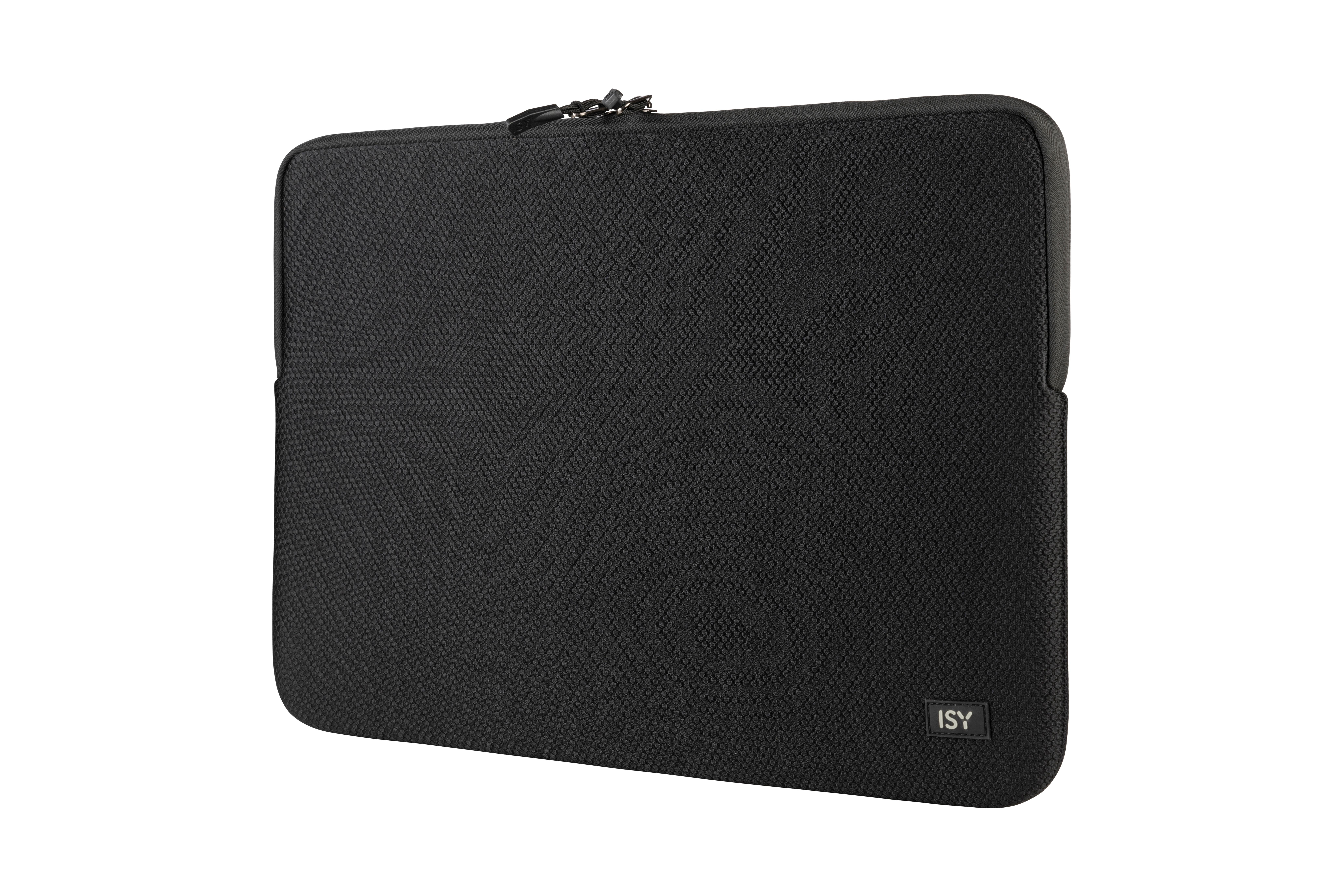 Eine schwarze Laptoptasche mit Reißverschluss.