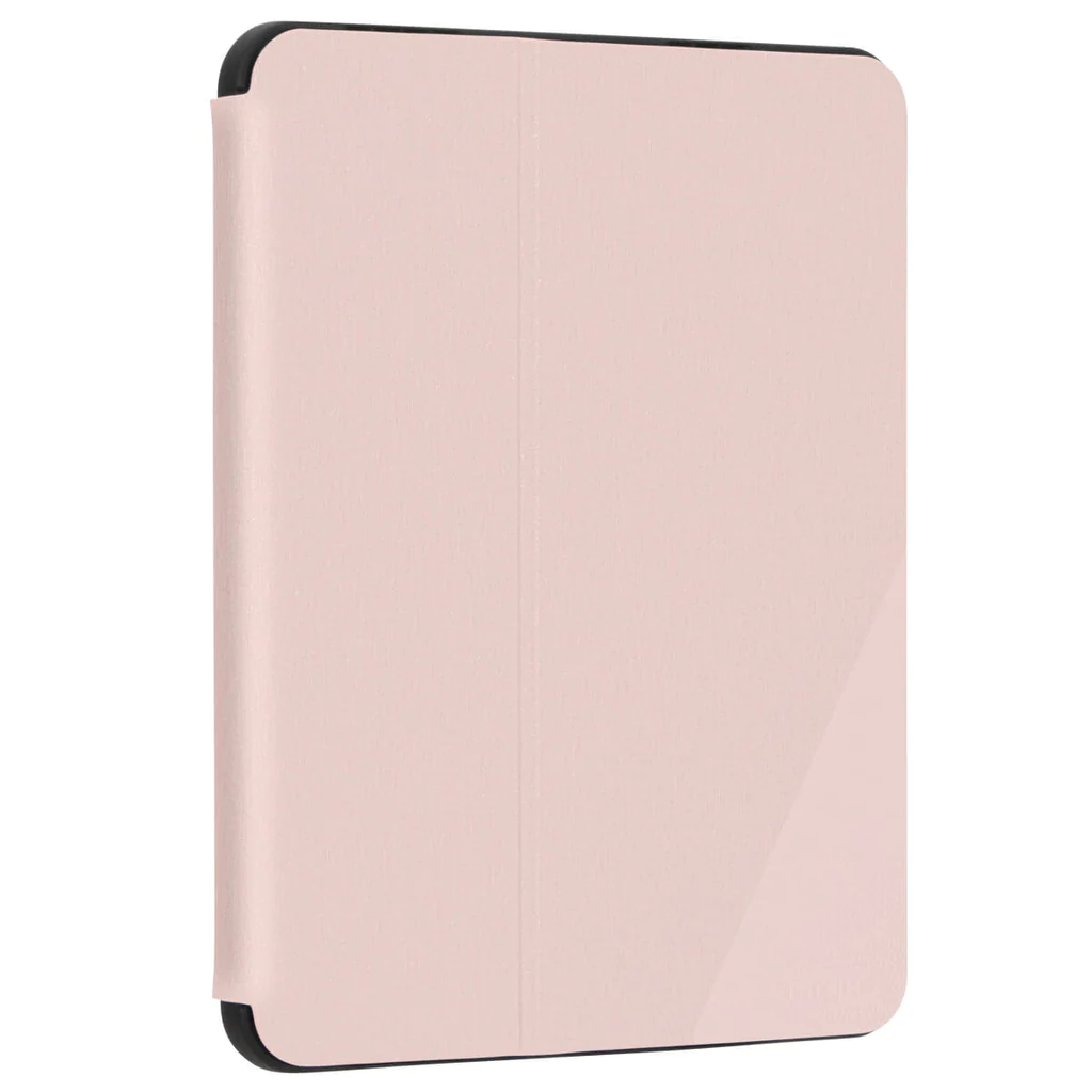 Siyah çerçeveli, kapalı, pembe bir tablet kılıfı.