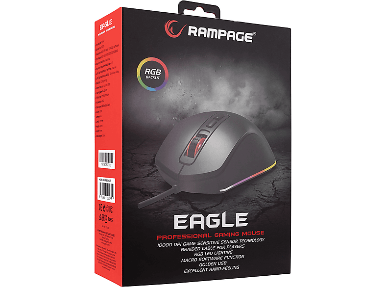 RAMPAGE SMX-R58 Eagle Usb 10000dpi RGB Ledli Makrolu Gaming Oyuncu Mouse Siyah_7