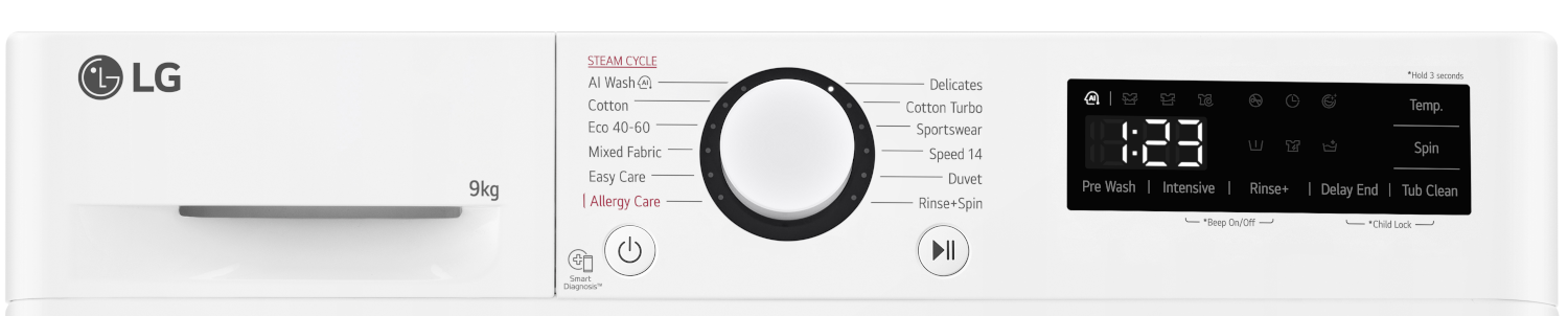 LG F2WR509SWW Elöltöltős mosógép 9kg