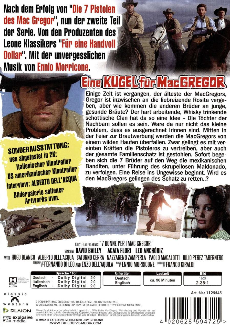 DVD-Cover für den Film 'Eine Kugel für MacGregor'. Es zeigt einen Mann auf einem Pferd.