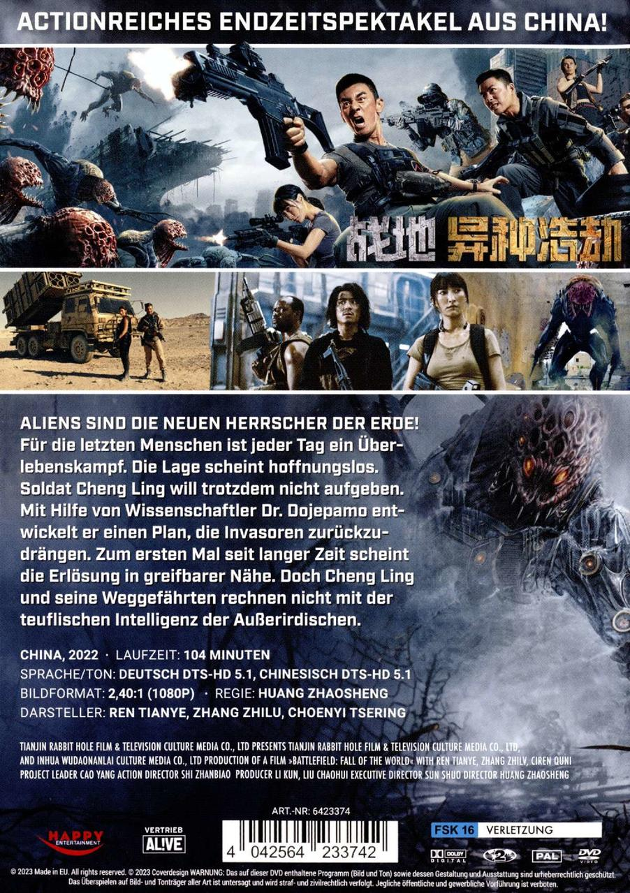 DVD-Cover mit Filmtitel und Schauspielern. Bilder von Aliens, Soldaten und Actionszenen.