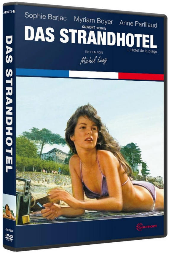 DVD-Cover für den Film 'Das Strandhotel'. Zeigt eine Frau, die am Strand liegt.