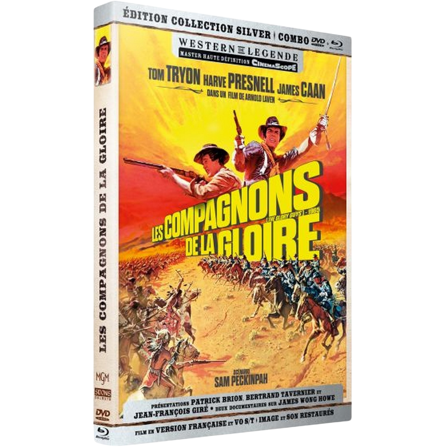Couverture de DVD pour un western avec deux cow-boys tirant avec des armes et un groupe de cavaliers.