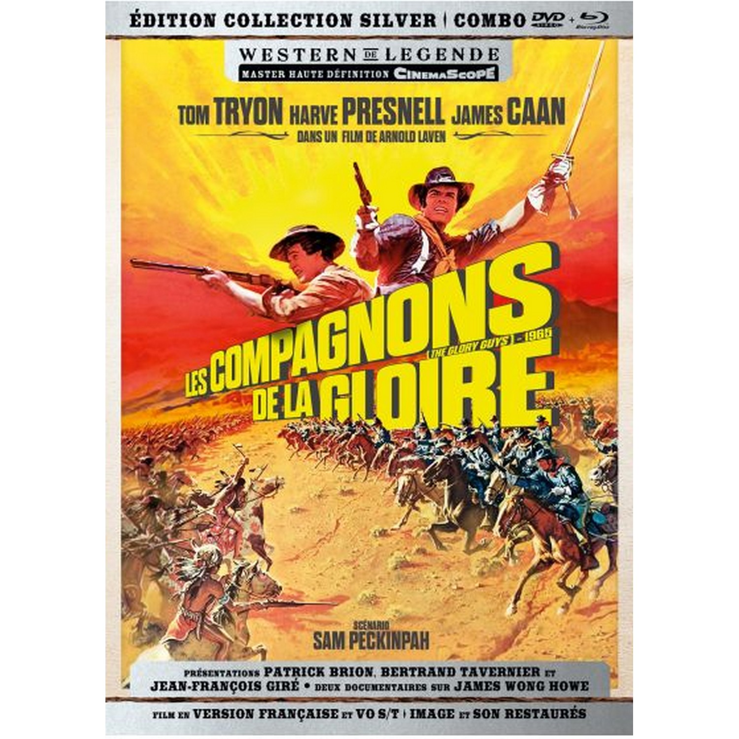 Affiche de film avec deux hommes tenant des armes. Titre : « The Glory Guys ». Une scène de bataille en arrière-plan.
