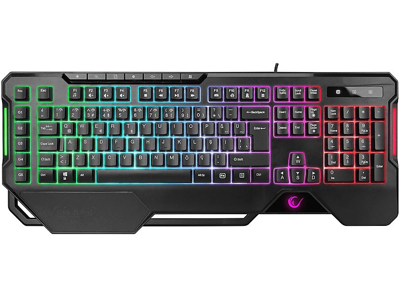 RAMPAGE KB-R121 Crypto Usb RGB Aydınlatmalı Membrane Q Makrolu Gaming Oyuncu Klavye Siyah_1