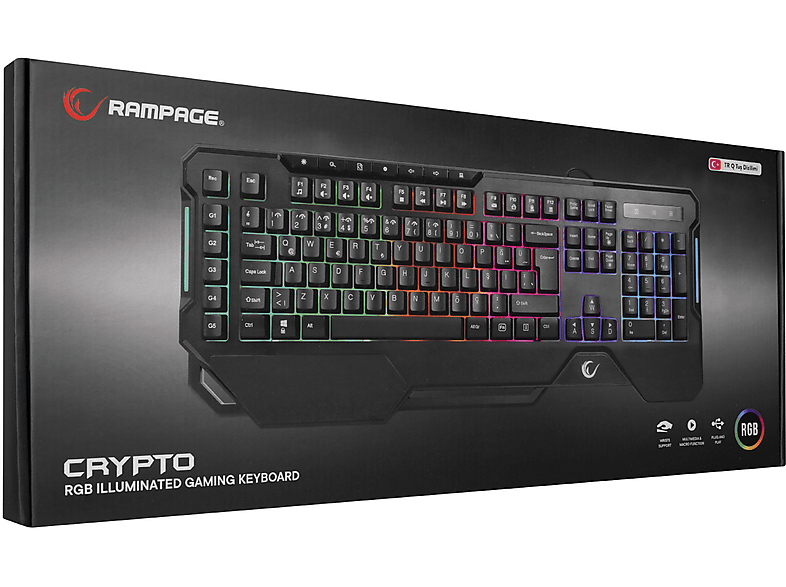 RAMPAGE KB-R121 Crypto Usb RGB Aydınlatmalı Membrane Q Makrolu Gaming Oyuncu Klavye Siyah_6