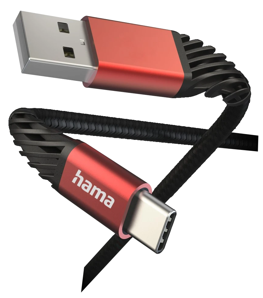 HAMA FIC E3 USB-A - Type-C Extreme töltőkábel, USB 2.0, 1,5 méter, fekete-piros (201540)