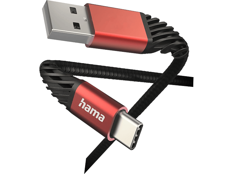 HAMA FIC E3 USB-A - Type-C Extreme töltőkábel, USB 2.0, 1,5 méter, fekete-piros (201540)