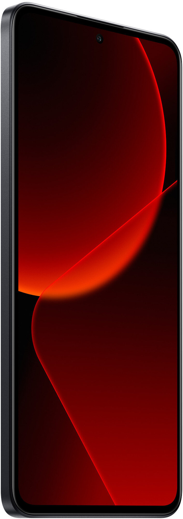 Czarny smartfon wyświetla czerwono-pomarańczowy gradient.