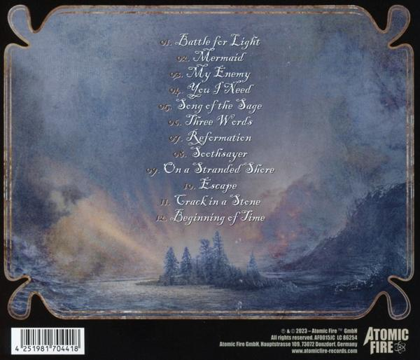 Albumcover mit blau getönter Landschaft, Titelliste und Logo.