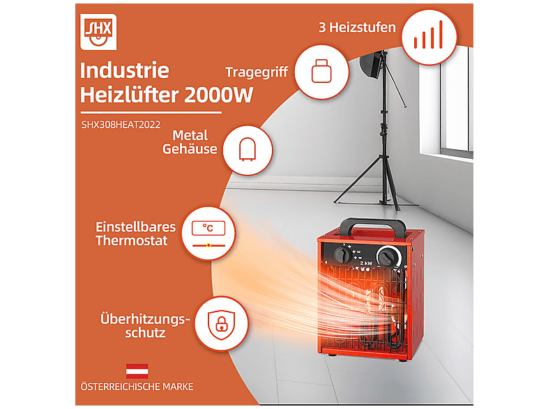SHX SHX308HEAT2022 Industrie-Heizlüfter (2000 Watt, Raumgröße: 20 m²) — Foto 2 von 5