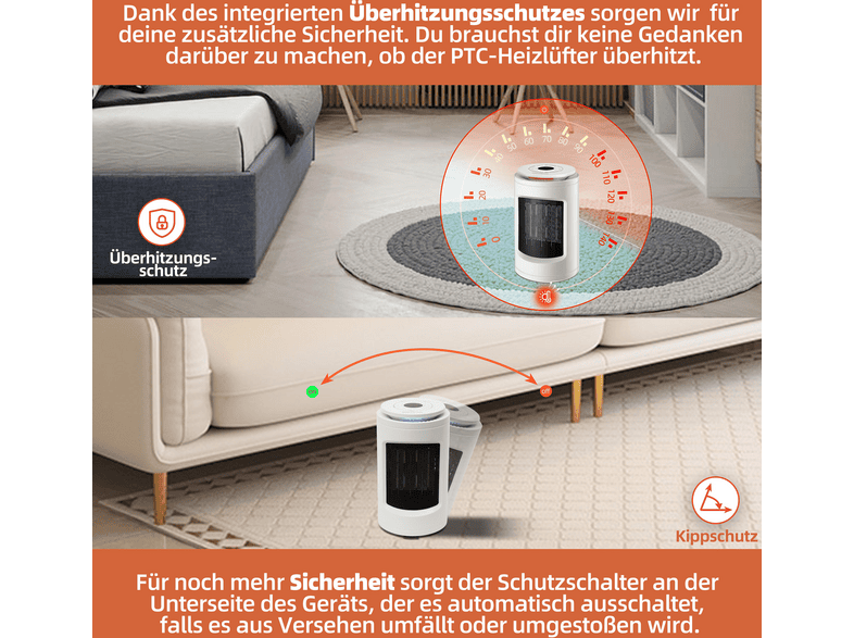SHX SHX23PTC100 PTC-Heizlüfter (1200 Watt, Raumgröße: 15 m²) — Foto 3 von 5