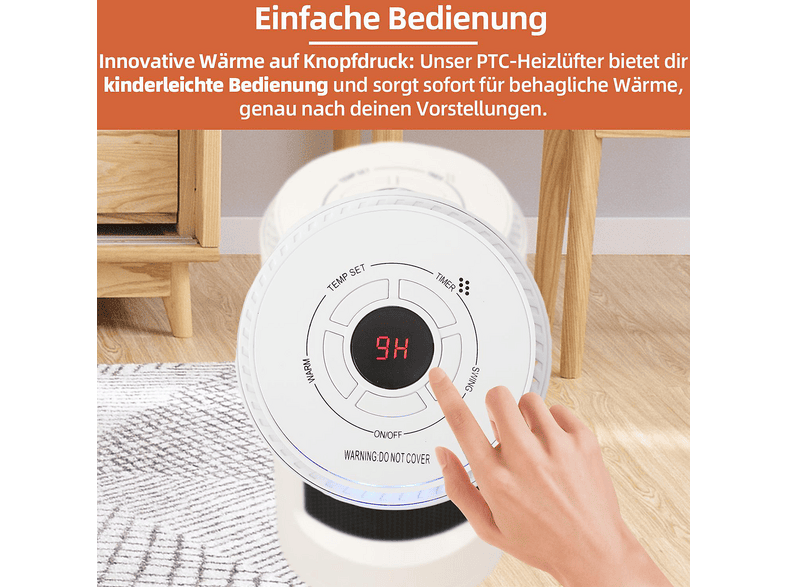 SHX SHX23PTC100 PTC-Heizlüfter (1200 Watt, Raumgröße: 15 m²) — Foto 4 von 5