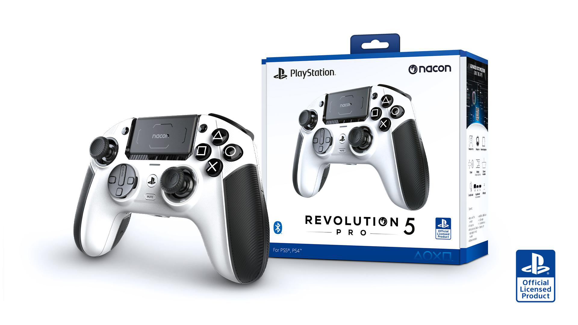 Ein weißer und schwarzer Gaming-Controller und seine Box. Der Controller ist weiß.