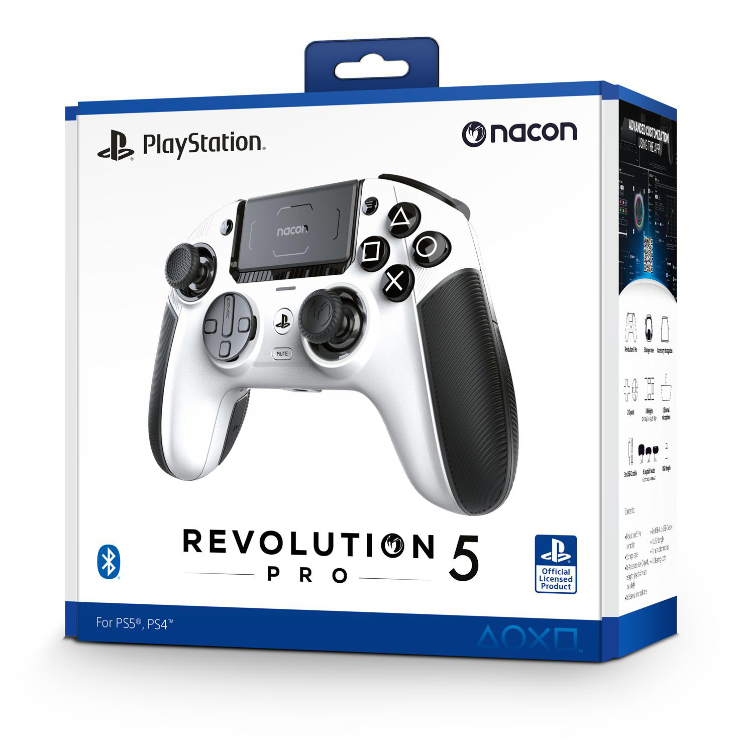 Weiße Box mit Controller, PlayStation-Logo und dem Text 'REVOLUTION 5 PRO'.