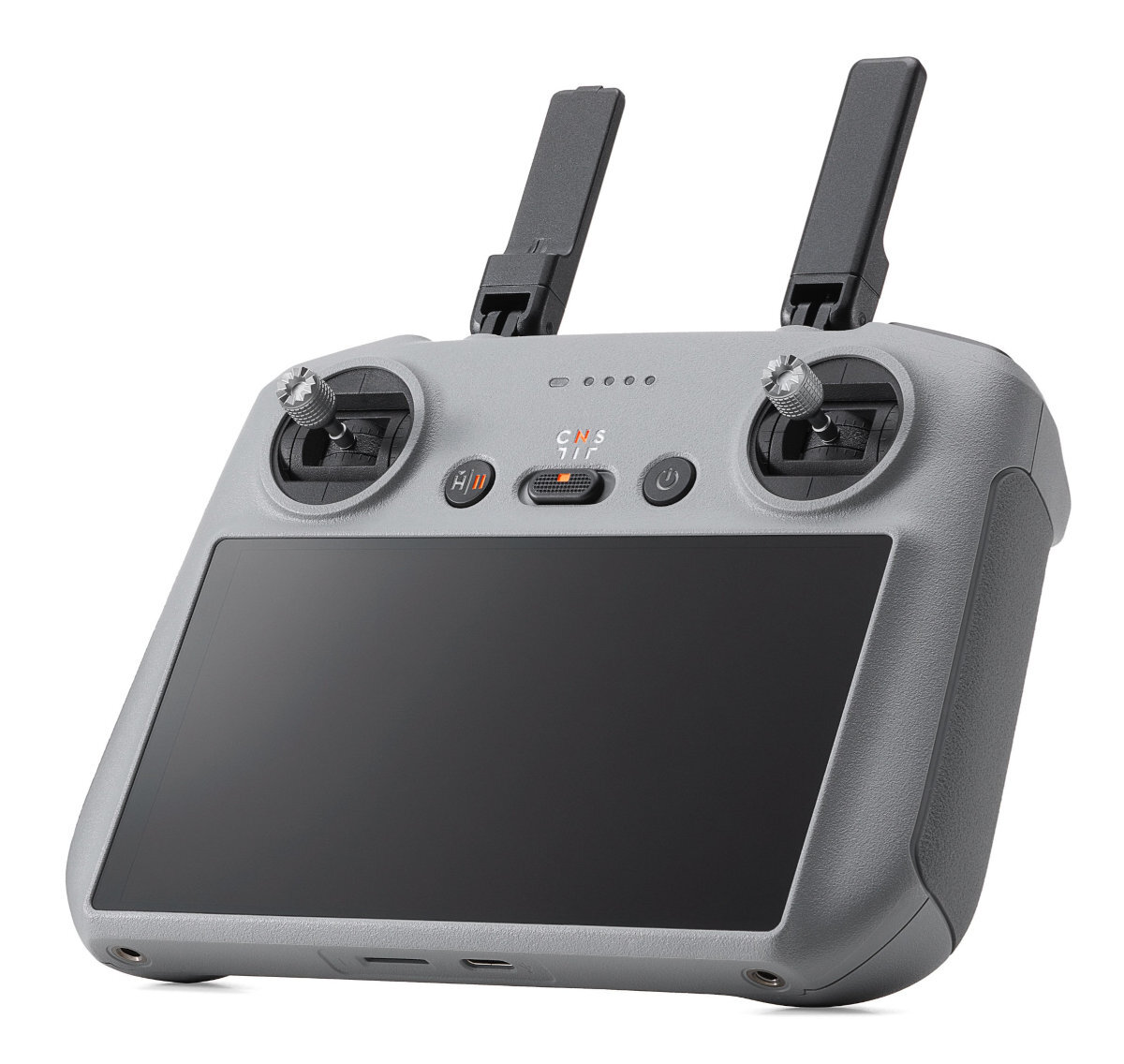 Szary pilot drona z ekranem.